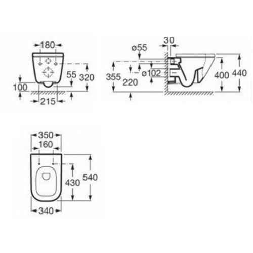 Комплект інсталяції Roca Pro + унітаз Roca Gar Clean Rim+ кришка + кнопка
