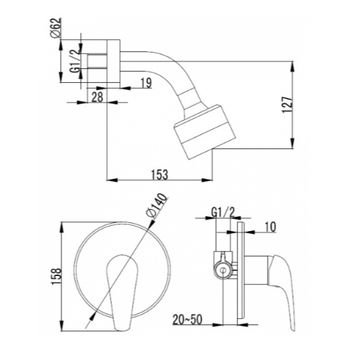 Змішувач для душу прихованого монтажу Imprese KRINICE VR-15110(Z)