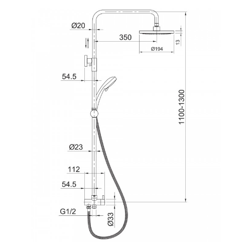 Душова система Imprese без змішувача T-15084