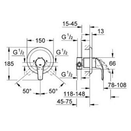 Змішувач для душу прихованого монтажу Grohe Eurosmart 33556001