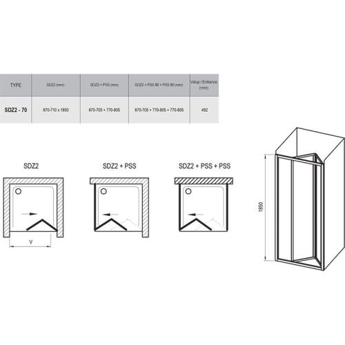 Душова кабіна Supernova SDZ2 + PSS Рама - сатин, скло - гартоване прозоре Душова кабіна Supernova SDZ2 + PSS Рама - сатин, скло - гартоване прозоре