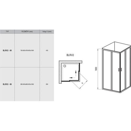 Душова кабіна Blix BLRV2 80 Рама - білий, скло - гартоване прозоре Душова кабіна Blix BLRV2 80 Рама - білий, скло - гартоване прозоре