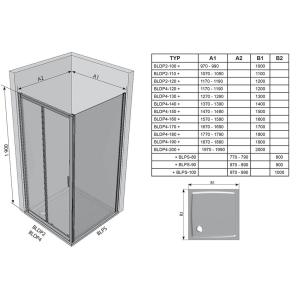 Душевая кабина Blix BLDP2 + BLPS 100 L\R Рама: белый, стекло - каленое прозрачное
