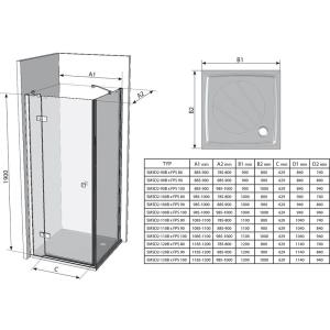 Душевая кабина SmartLine SMSD2 + SMPS 90 Рама - хром, стекло - каленое прозрачное
