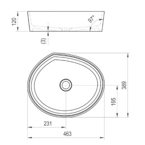 Умивальник Ravak Moon 3, 463 мм Умивальник Ravak Moon 3, 463 мм