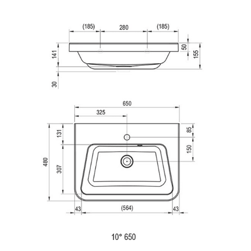 Умивальник Ravak 10° 650 мм Умивальник Ravak 10° 650 мм