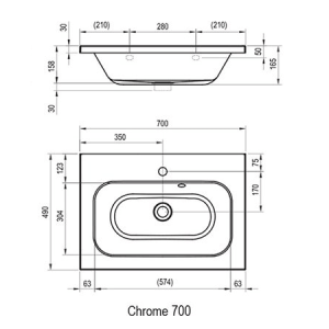 Умывальник Ravak Chrome 700 мм