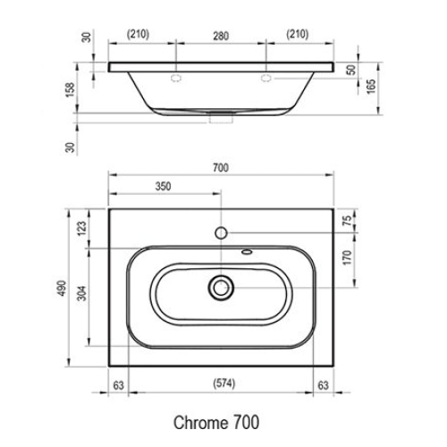 Умывальник Ravak Chrome 700 мм