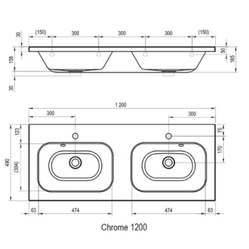 Умивальник Ravak Chrome 1200 мм Умивальник Ravak Chrome 1200 мм
