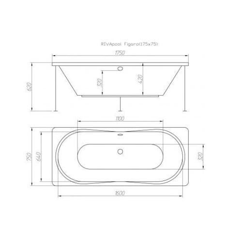 Ванна акриловая Riva Pool Figaro 170x75 см Ванна акриловая Riva Pool Figaro 170x75 см