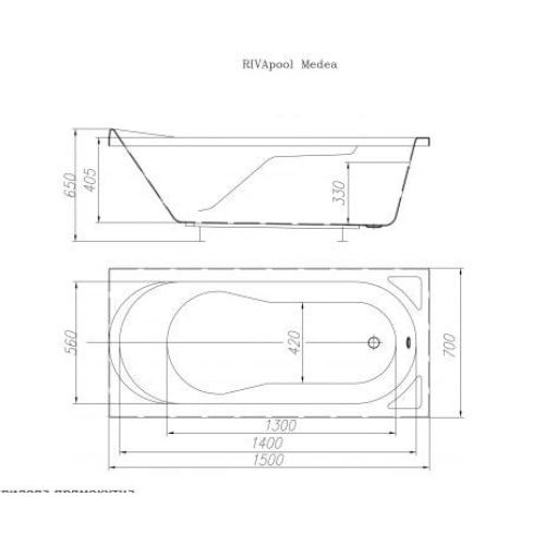 Ванна акрилова Riva Pool Medea 150x70 см