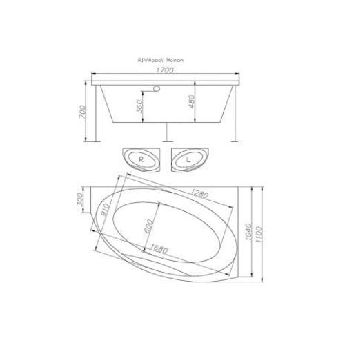Ванна акриловая Riva Pool Manon 170*110 см, L/R Ванна акриловая Riva Pool Manon 170*110 см, L/R