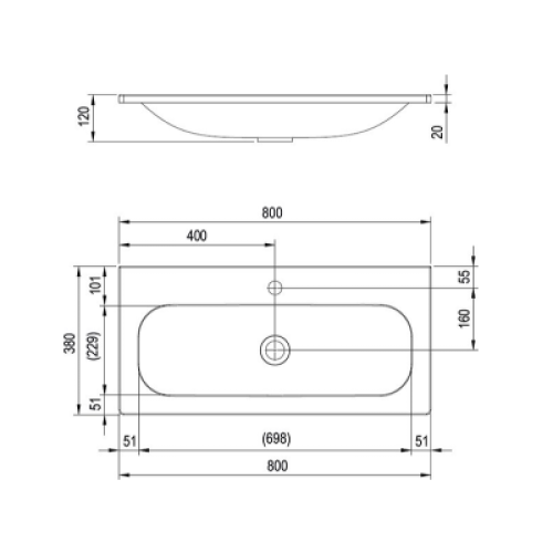 Умывальник Ravak Ring, 800 мм Умывальник Ravak Ring, 800 мм