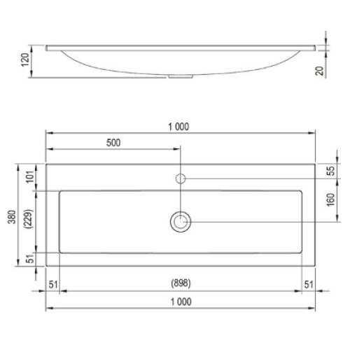 Умывальник Ravak Clear, 1000 мм