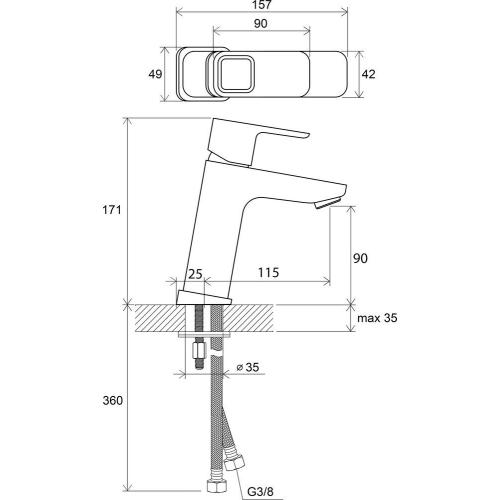 Змішувач для умивальника Ravak 10° TD 014.00 170 мм Змішувач для умивальника Ravak 10° TD 014.00 170 мм