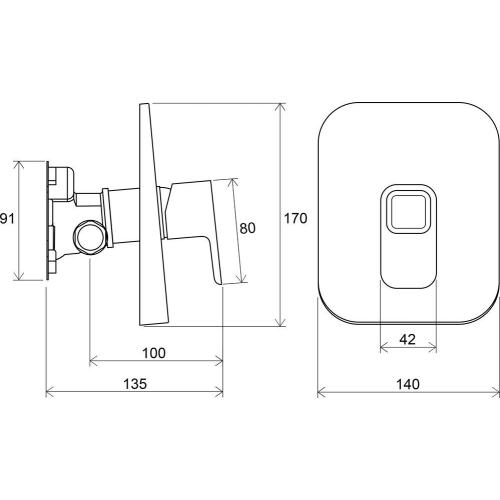 Змішувач прихованого монтажу без перемикача, для R-box Ravak 10° TD 066.00