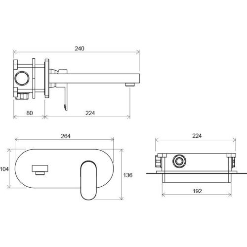 Смеситель для умывальника скрытого монтажа Ravak Chrome CR 019.00