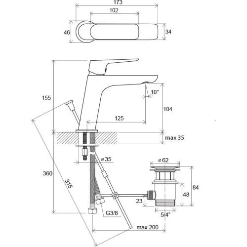 Смеситель для умывальника с донным клапаном Ravak Classic-CL 011.00