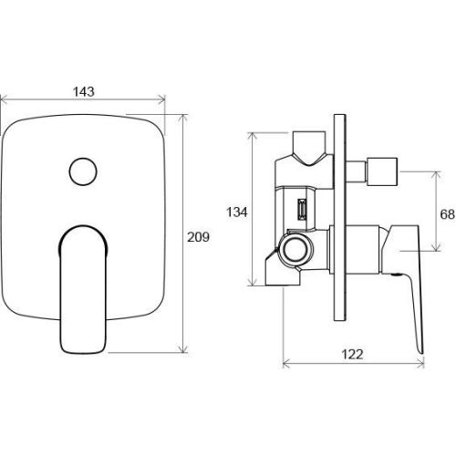 Смеситель скрытого монтажа с переключателем Ravak Classic CL 061.00