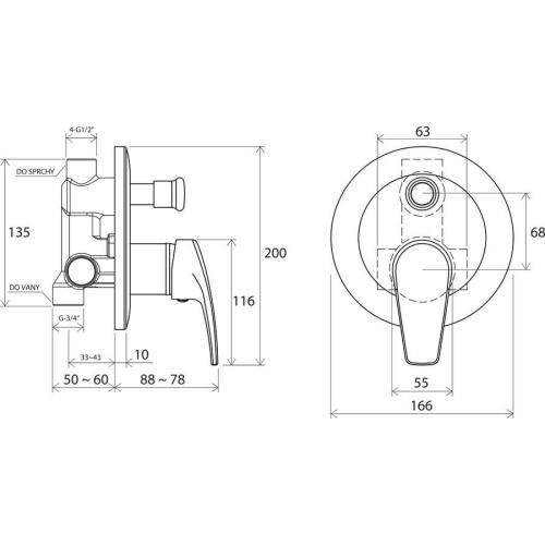 Смеситель скрытого монтажа Ravak Neo-No 061.00 с переключатем