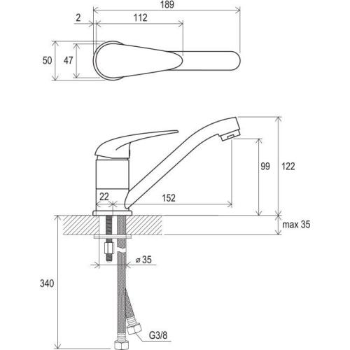 Смеситель для кухни Ravak Suzan-SN 015.00 без открывания стока Смеситель для кухни Ravak Suzan-SN 015.00 без открывания стока