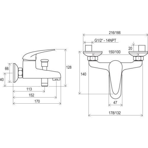 Смеситель для ванны Ravak Suzan-SN 022.00/100 настенный 100 мм Смеситель для ванны Ravak Suzan-SN 022.00/100 настенный 100 мм