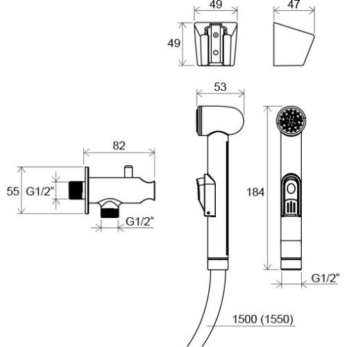 Змішувач для умивальника з гігієнічним душем Ravak BM 040.00 Змішувач для умивальника з гігієнічним душем Ravak BM 040.00