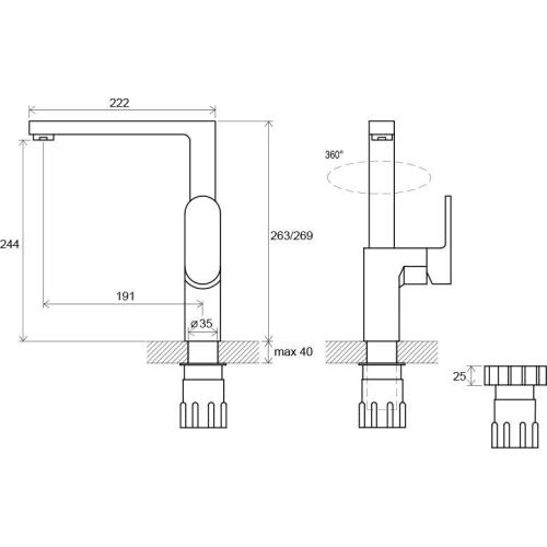 Змішувач для кухонного миття Ravak Chrome-CR 016.00 Змішувач для кухонного миття Ravak Chrome-CR 016.00