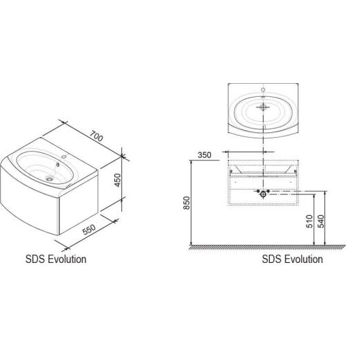 Шафка під умивальник Ravak SDS Evolution з ящиком