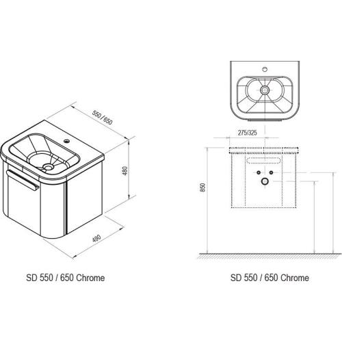 Шафка під керамічний умивальник SD Ravak Chrome 550/650