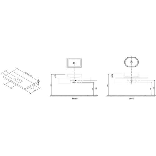Стільниця під умивальник L Ravak 800/1000/1200 Стільниця під умивальник L Ravak 800/1000/1200