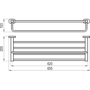 Полка для полотенец Ravak Chrome CR 330.00 с держателем 66 см