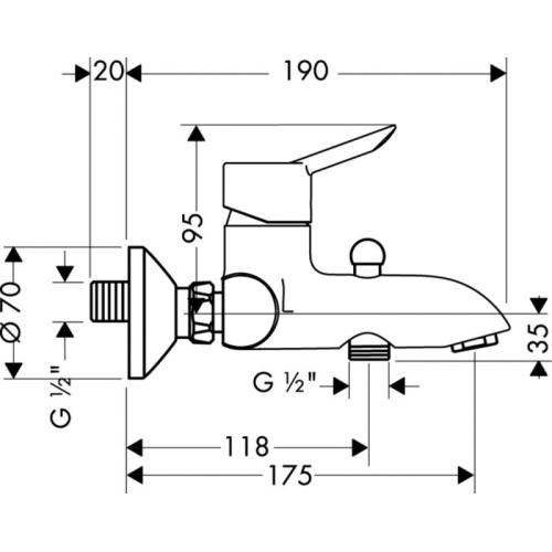 Hansgrohe Focus S Змішувач для ванни 31742000 Hansgrohe Focus S Змішувач для ванни 31742000