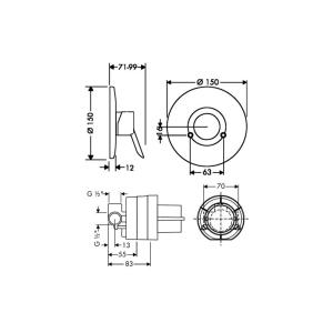 Hansgrohe Focus S Змішувач для душу, прихований монтаж зовнішня та внутрішня частина 31764000.