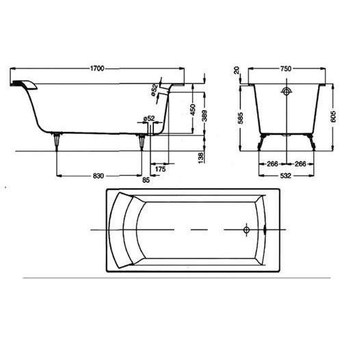 Ванна чугунная Jacob Delafon BIOVE 170х75 с ножками та ручками (E2938-00) Ванна чугунная Jacob Delafon BIOVE 170х75 с ножками та ручками (E2938-00)