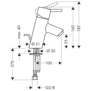 Hansgrohe Talis S Змішувач для раковини. Гнучка підводка, накидна гайка 3/8 32020000