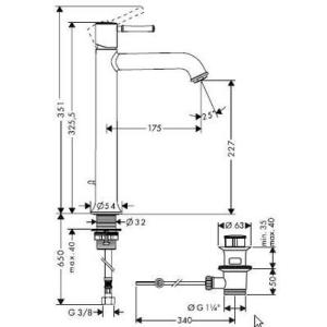 Hansgrohe Talis Classic Змішувач для раковини Natural, одноважільний, зі шлангами, SoftPex 14127000