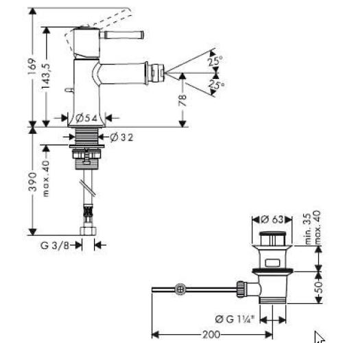 Hansgrohe Talis Classic Змішувач для біде 14120000 Hansgrohe Talis Classic Змішувач для біде 14120000