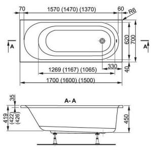 Ванна акриловая Vagnerplast Kasandra 160х70