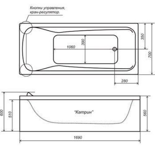 Акриловая ванна Тритон Катрин 169 (сифон в подарок)