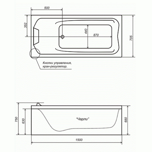 Акриловая ванна Тритон Чарли 150
