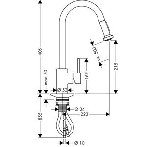 Hansgrohe Allegra Talis S Variarc (хром) із висувним душем. Змішувач для кухні 14877000