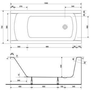 Акрилова ванна Cersanit Korat 150x70 Акрилова ванна Cersanit Korat 150x70