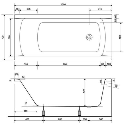 Акрилова ванна Cersanit Korat 150x70 Акрилова ванна Cersanit Korat 150x70