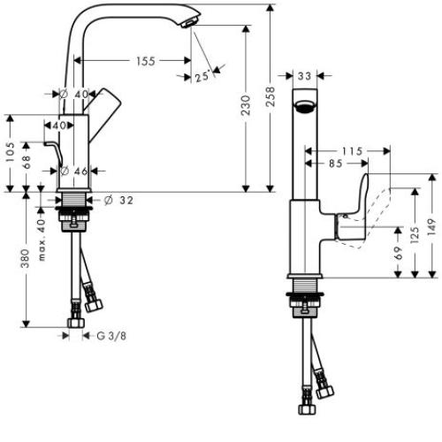 Hansgrohe Metris Змішувач для раковини 230 мм 31087000