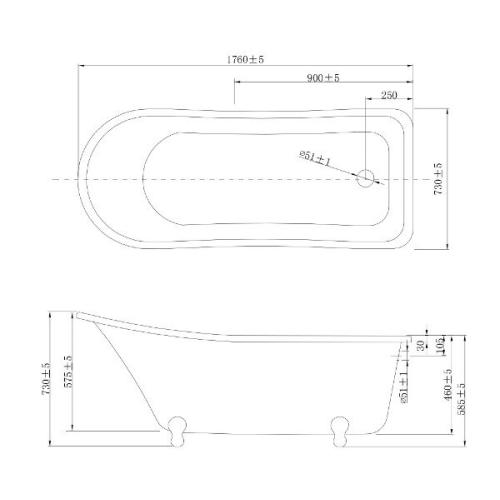 Акрилова ванна Volle окремо стоїть 12-22-706