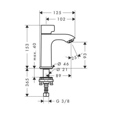 Hansgrohe Metris Змішувач для раковини 100 мм із запірним вентилем 31166000