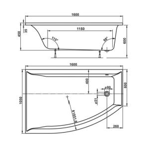 Акрилова ванна Vagnerplast Veronella Offset Bianco 160x105x45 L\R Акрилова ванна Vagnerplast Veronella Offset Bianco 160x105x45 L\R