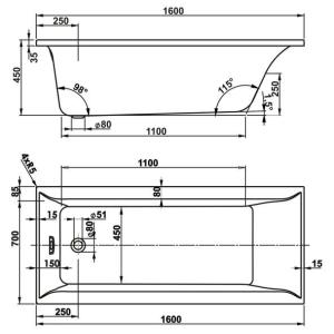 Акриловая ванна Vagnerplast Veronella 160x70x45 Акриловая ванна Vagnerplast Veronella 160x70x45
