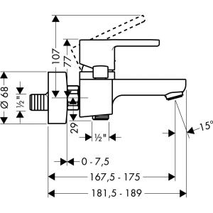 Hansgrohe Metris S Змішувач для ванни 31460000 Hansgrohe Metris S Змішувач для ванни 31460000